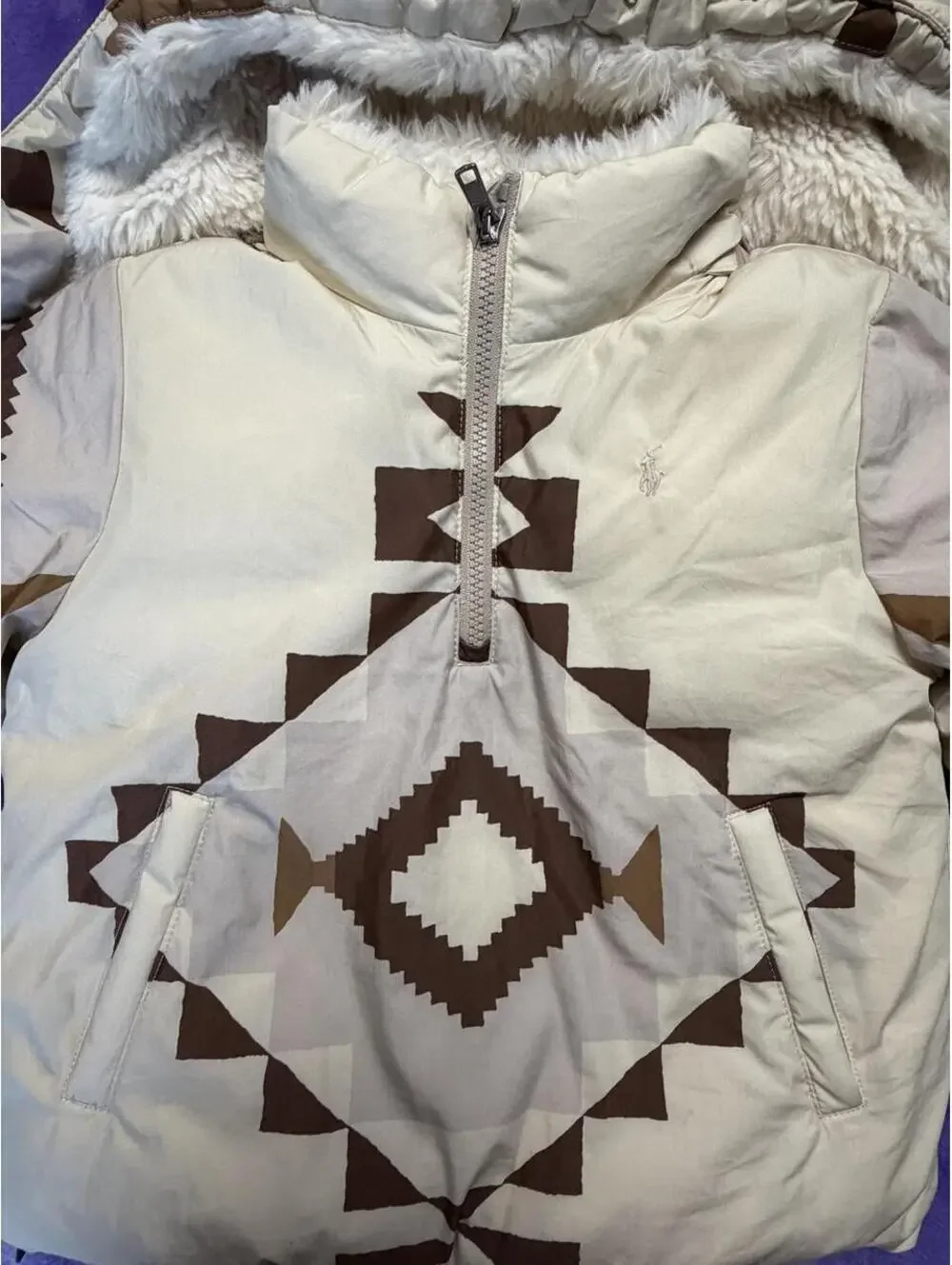 Polo Ralph Lauren kids aztec print hooded down puffer jacket